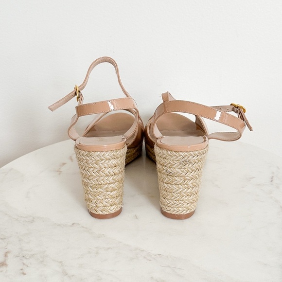 NEW Stuart Weitzman Rosemarie Nude Wedge Sandals Size 9 - Picture 9 of 10